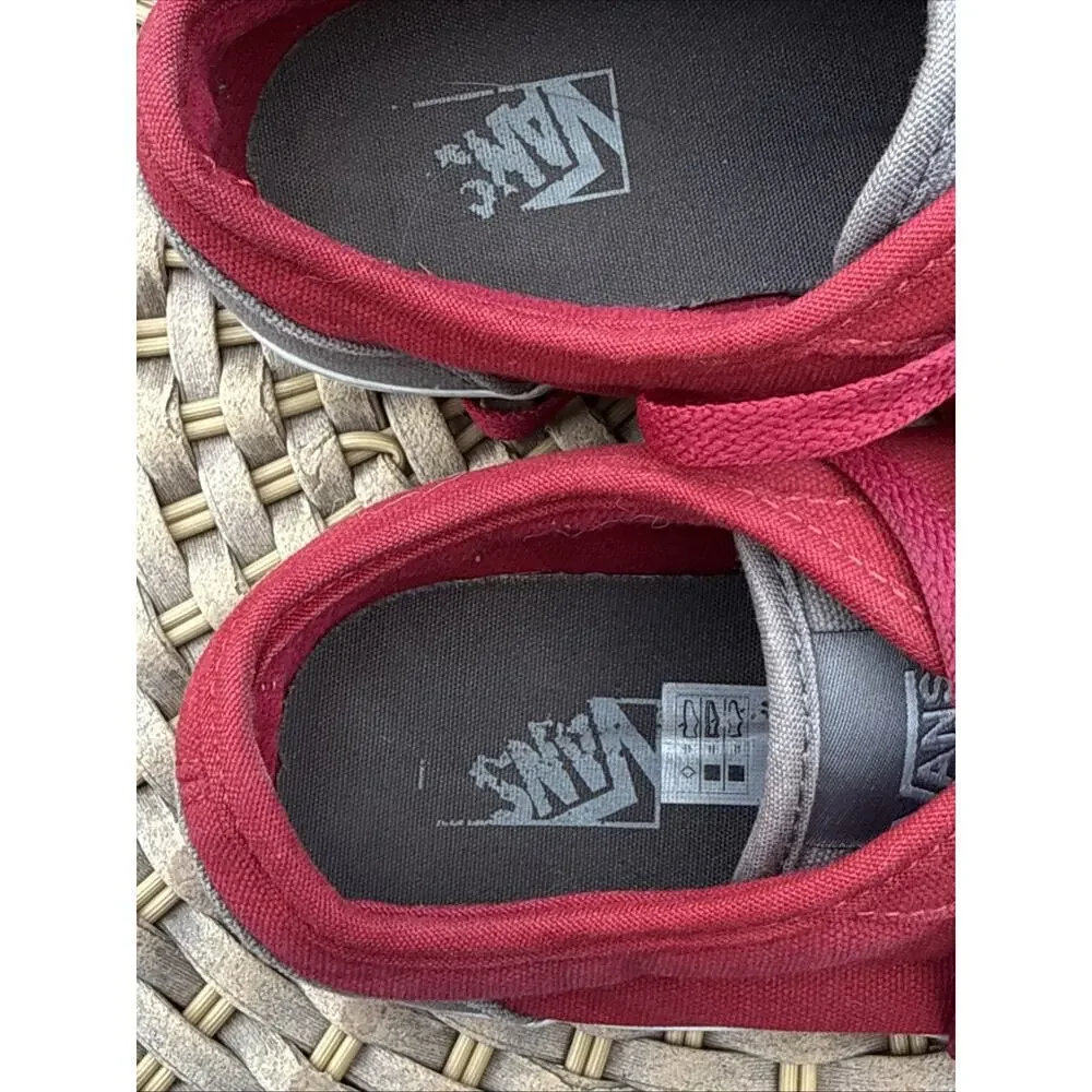 Vans Red and Gray Lace Up Sneakers Youth 5.5 Kids EU 37 UK 4.5 Shoes Kicks